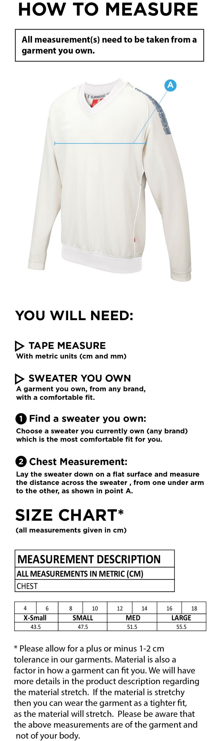 MAYLANDS GREEN CC BLAST LONG SLEEVE WOMEN'S SWEATER - Ivory - Size Guide
