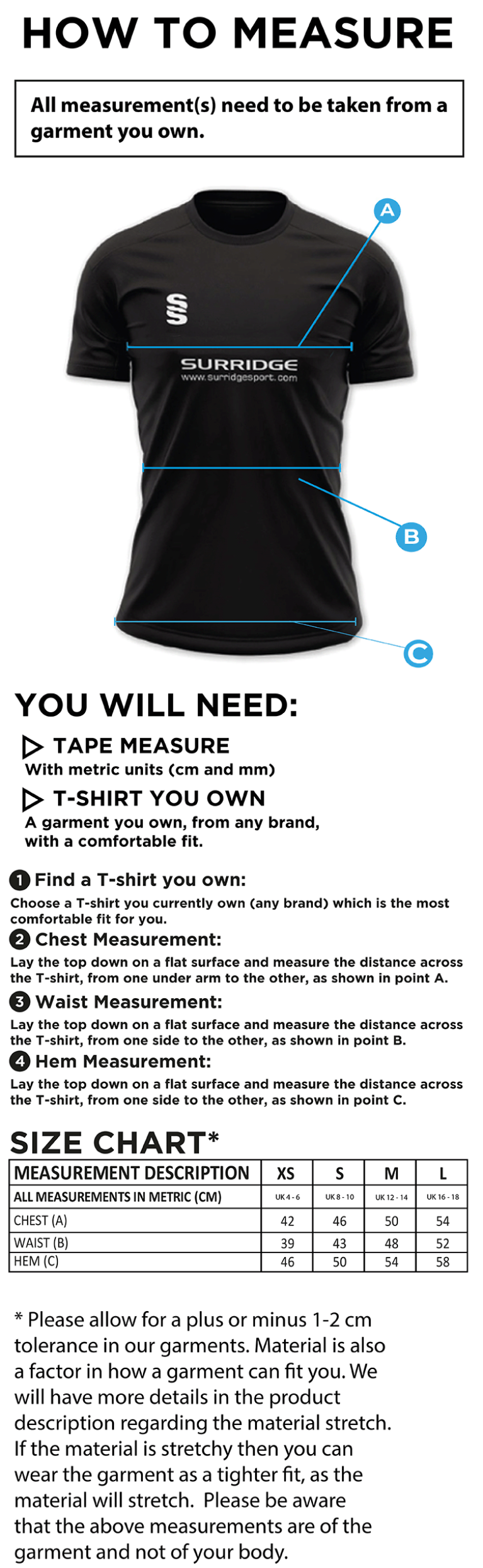 Maylands Green CC - Women's Dual Polo Shirt - Size Guide